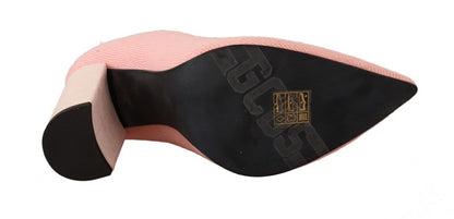 Bottines à talons compensés en daim rose avec logo GCDS, à porter comme chaussettes.