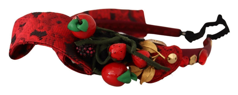 Dolce & Gabbana Red Tiara Berry Fruit Crystal Bow Headband