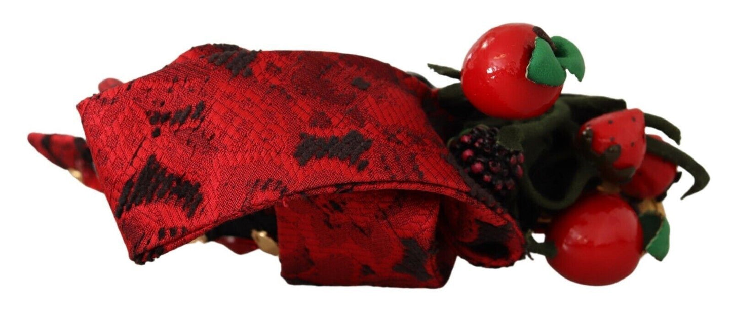 Serre-tête diadème à nœud en cristal et tiare rouge Dolce & Gabbana