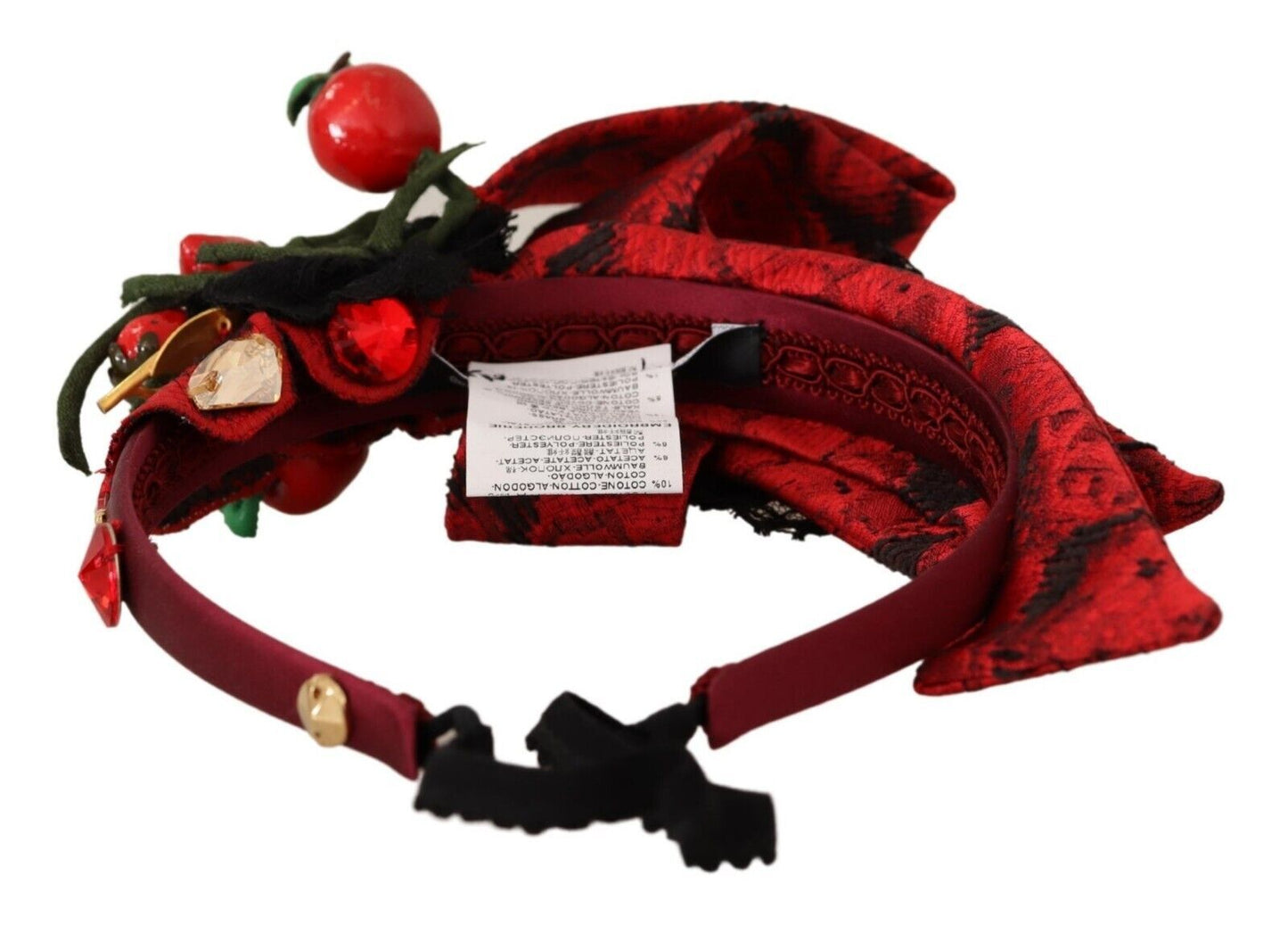 Serre-tête diadème à nœud en cristal et tiare rouge Dolce & Gabbana
