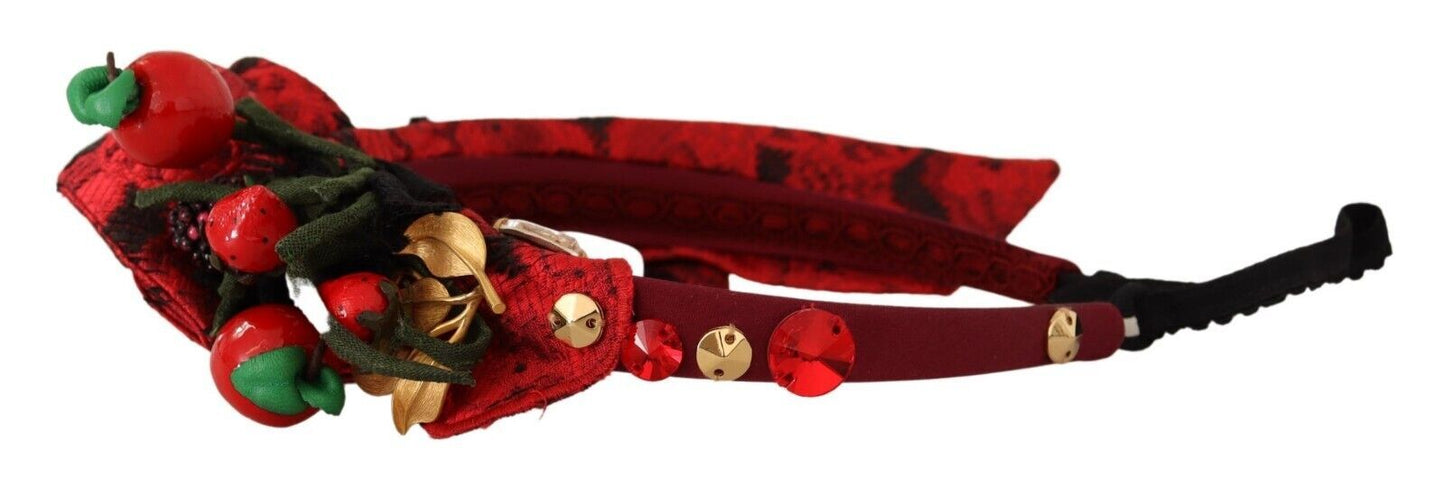 Serre-tête diadème à nœud en cristal et tiare rouge Dolce & Gabbana