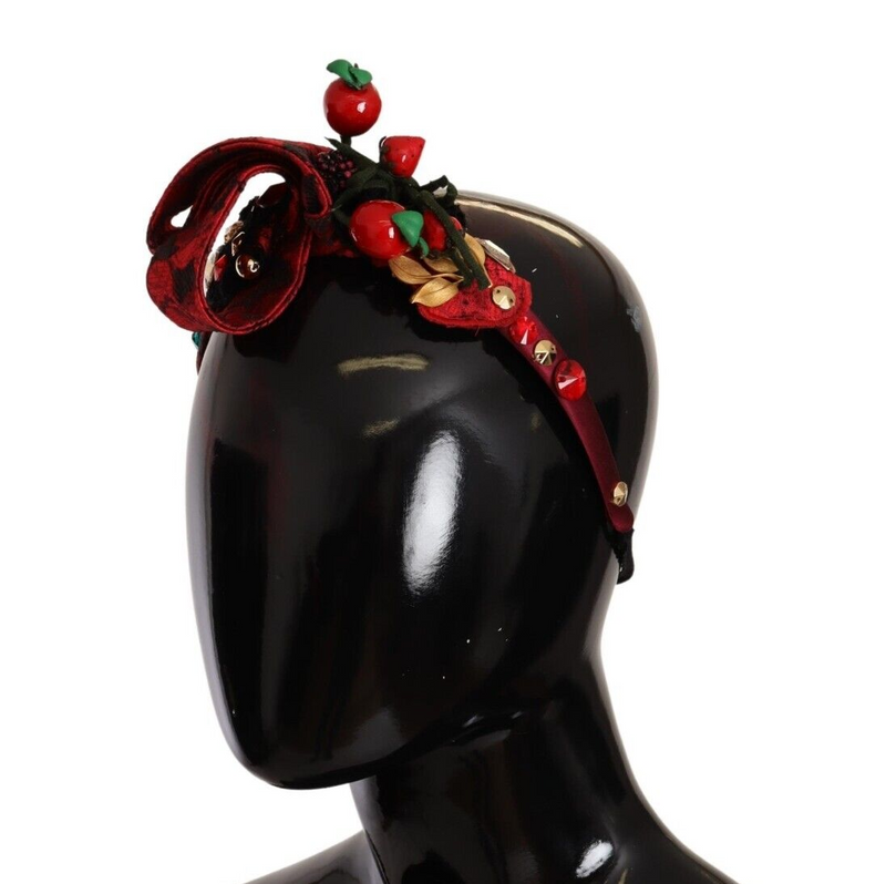 Dolce & Gabbana Red Tiara Berry Fruit Crystal Bow Headband