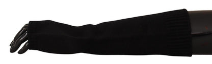 Gants sans doigts en tricot noir Dolce & Gabbana jusqu'aux coudes
