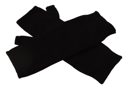 Gants sans doigts en tricot noir Dolce & Gabbana jusqu'aux coudes