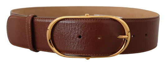 Ceinture Dolce & Gabbana en cuir marron avec boucle ovale en métal doré