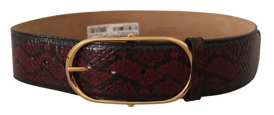 Ceinture Dolce & Gabbana en cuir exotique rouge avec boucle ovale dorée