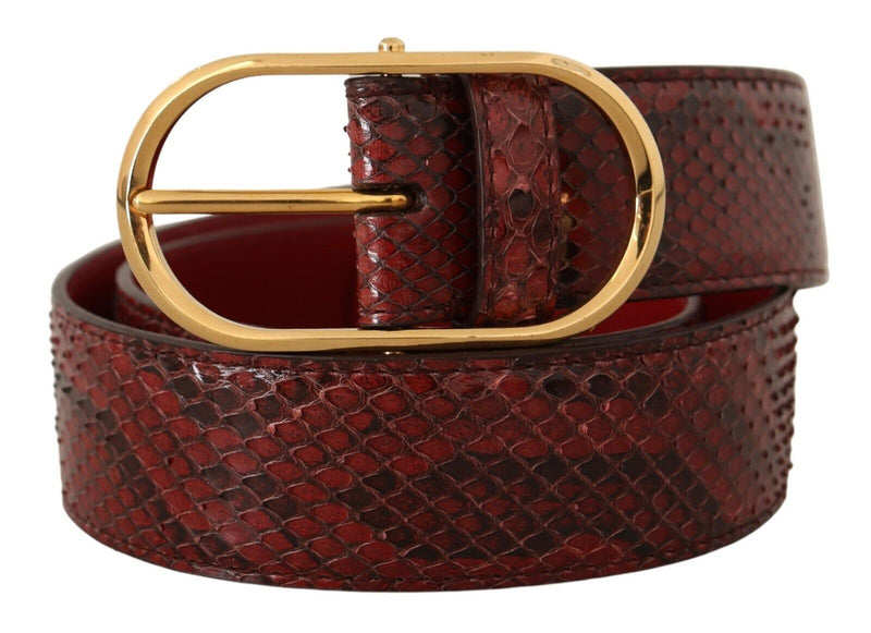 Dolce & Gabbana Ceinture en Cuir Exotique Rouge avec Boucle Ovale Dorée