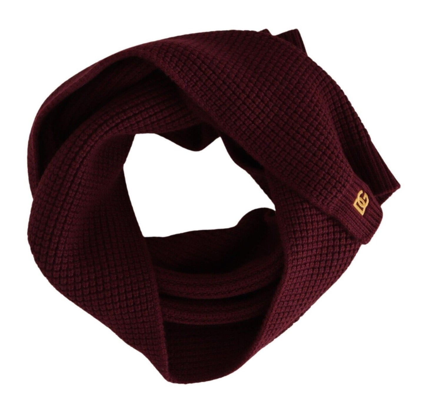 Écharpe en tricot châle à logo en cachemire rouge foncé Dolce & Gabbana