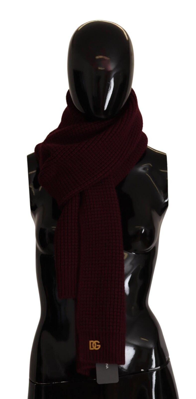 Écharpe en tricot châle à logo en cachemire rouge foncé Dolce & Gabbana
