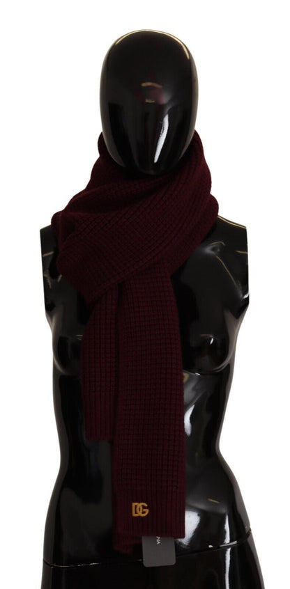 Écharpe en tricot châle à logo en cachemire rouge foncé Dolce & Gabbana
