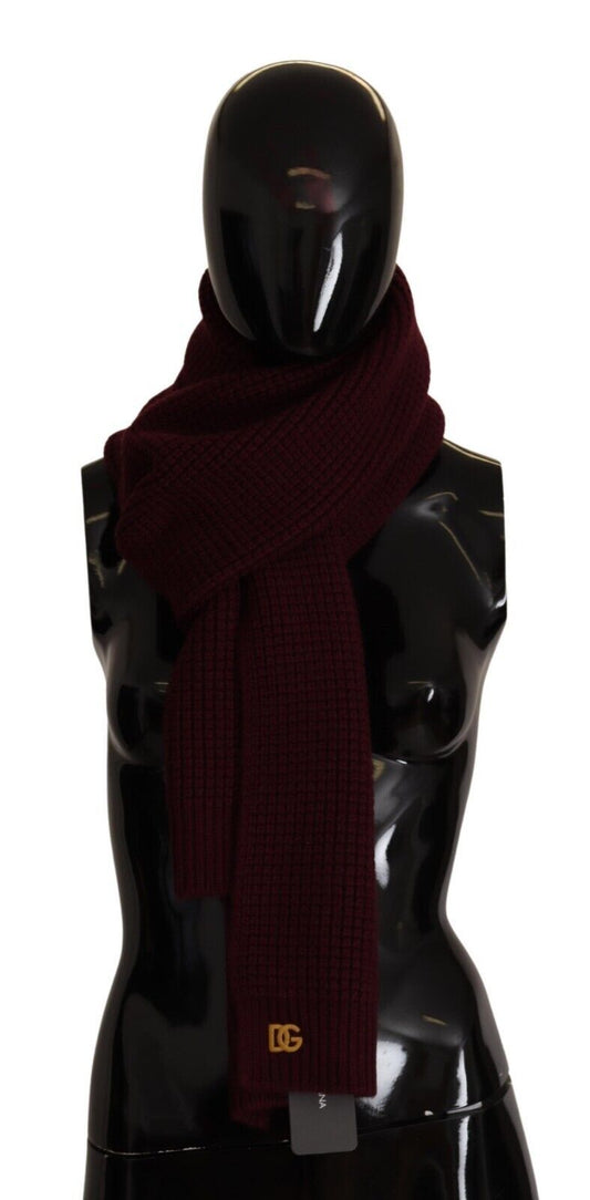 Écharpe en tricot châle à logo en cachemire rouge foncé Dolce & Gabbana