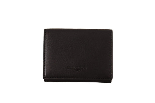 Portefeuille multi-usages Dolce &amp; Gabbana en cuir noir à trois volets avec sangle de ceinture