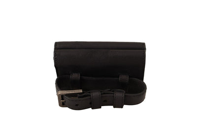 Portefeuille multi-usages Dolce &amp; Gabbana en cuir noir à trois volets avec sangle de ceinture