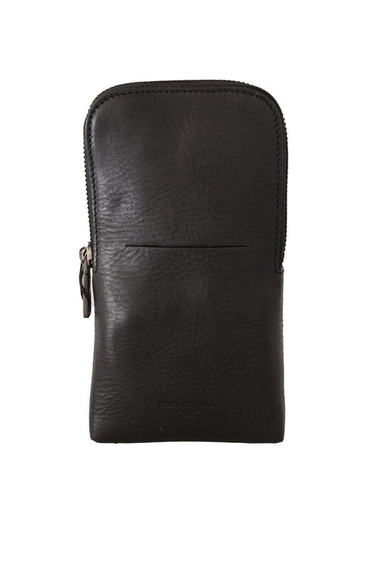 Portefeuille multi-kits Dolce &amp; Gabbana en cuir noir à double sangle