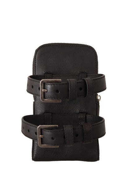 Portefeuille multi-kits Dolce &amp; Gabbana en cuir noir à double sangle