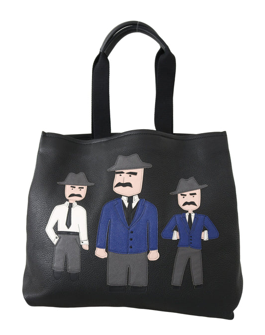 Sac fourre-tout de voyage en cuir noir Dolce &amp; Gabbana #DGFAMILY