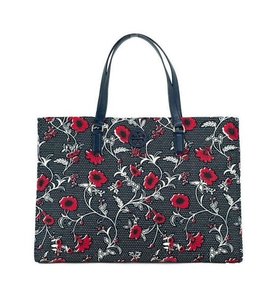Tory Burch Medium Nylon Shoulder Tote Handtas met Retro Batik Print