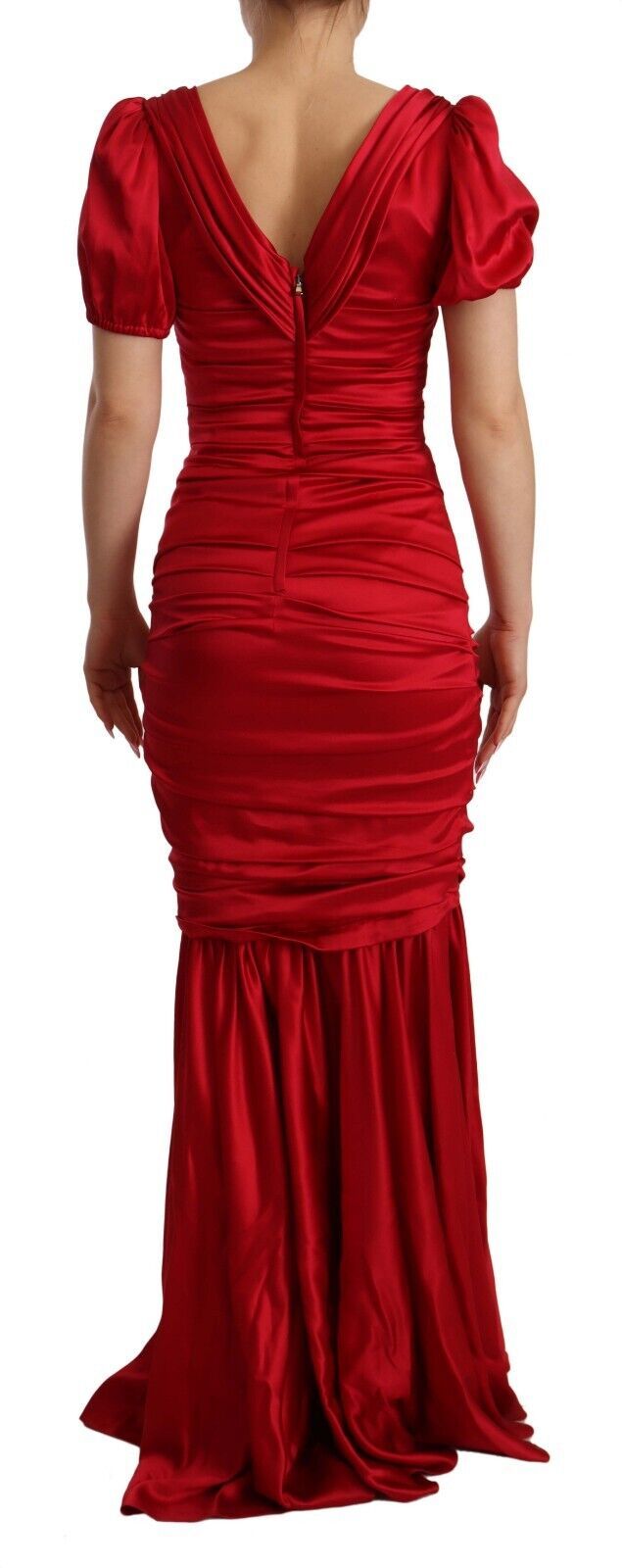 Dolce & Gabbana Robe Sirène Rouge en Soie Élastique