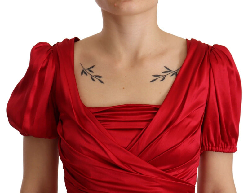 Dolce & Gabbana Robe Sirène Rouge en Soie Élastique