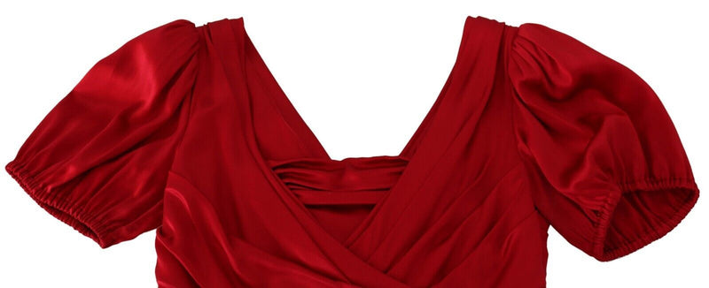 Dolce & Gabbana Robe Sirène Rouge en Soie Élastique