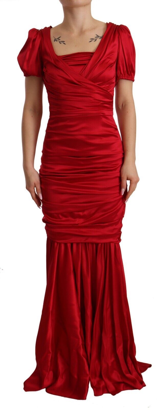 Dolce & Gabbana Robe Sirène Rouge en Soie Élastique