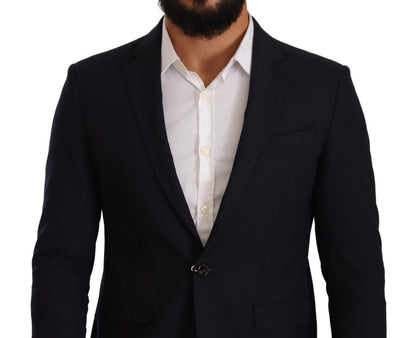 Veste de costume noire à simple boutonnage et un bouton de Domenico Tagliente