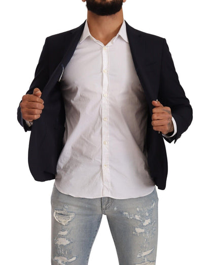 Veste de costume noire à simple boutonnage et un bouton de Domenico Tagliente