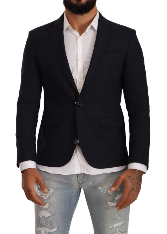 Veste de costume noire à simple boutonnage et un bouton de Domenico Tagliente