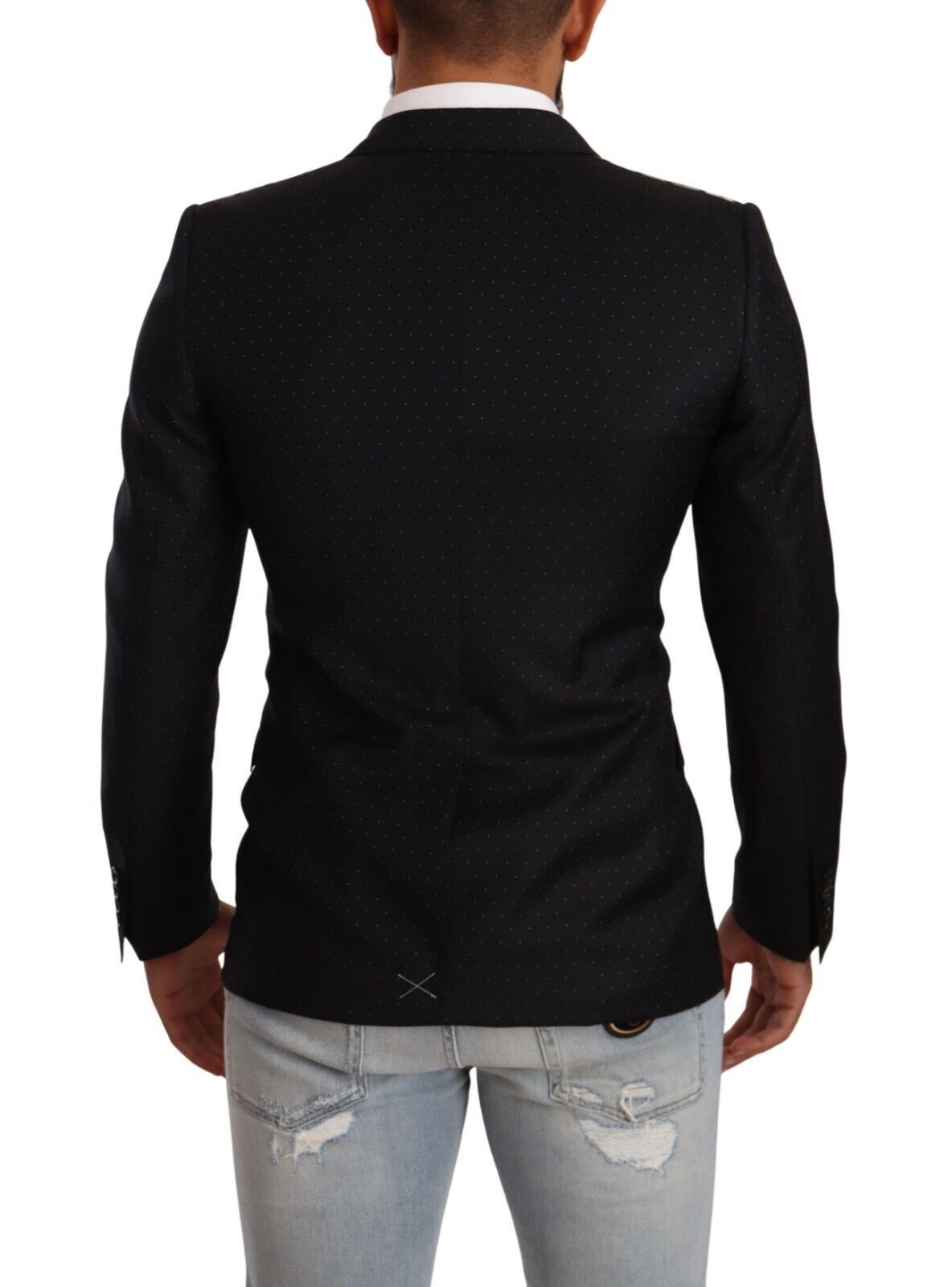 Veste MARTINI noire à pois et à double boutonnage de Dolce &amp; Gabbana