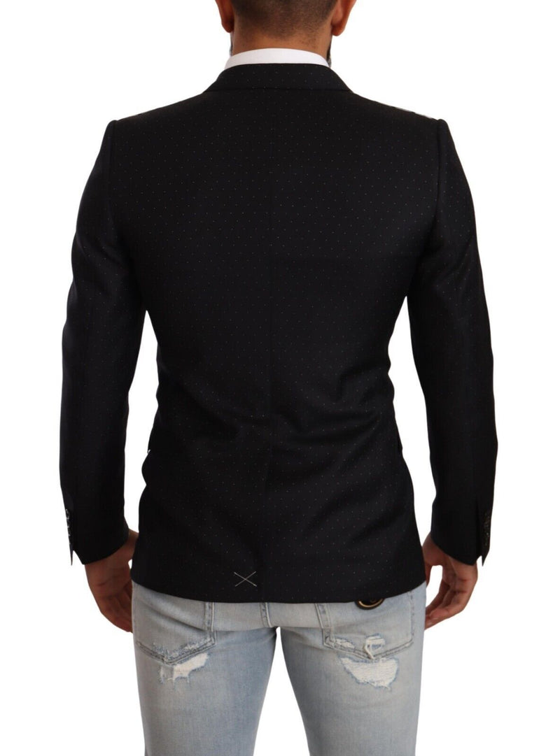 Dolce &amp; Gabbana zwart geprinte, dubbelgeknopte MARTINI jas