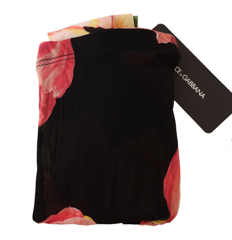 Dolce & Gabbana Collants en Nylon Noir à Imprimé Floral