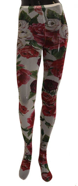 Dolce & Gabbana White Floral Print Tights - Authentic Nylon Stockings