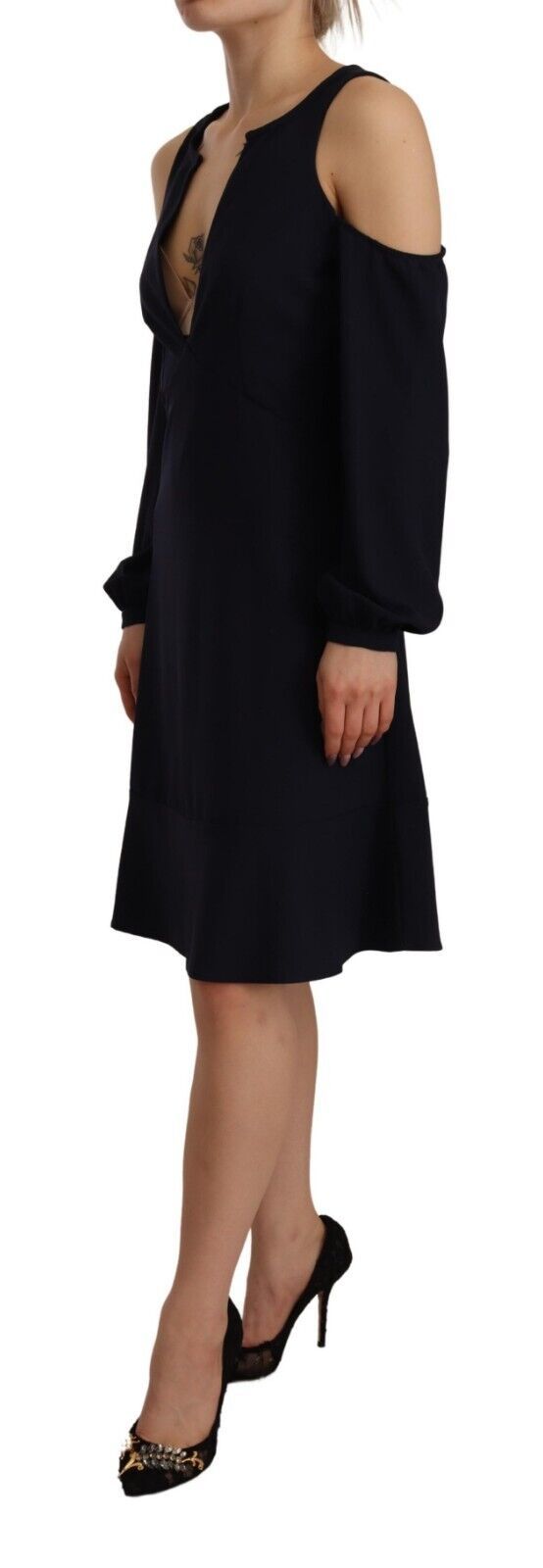 Robe A-ligne à Manches Longues et Épaules Nues Twinset Noir