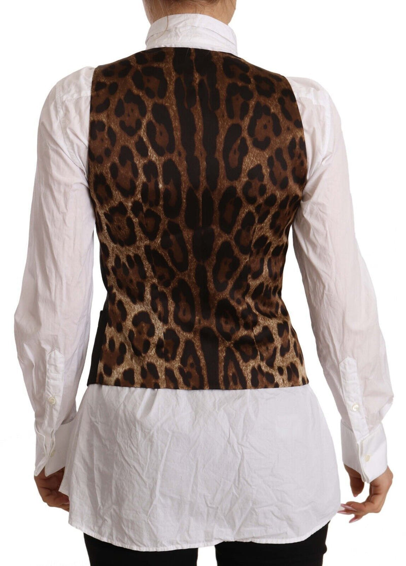 Dolce & Gabbana Black Button Down Sleeveless Vest Top