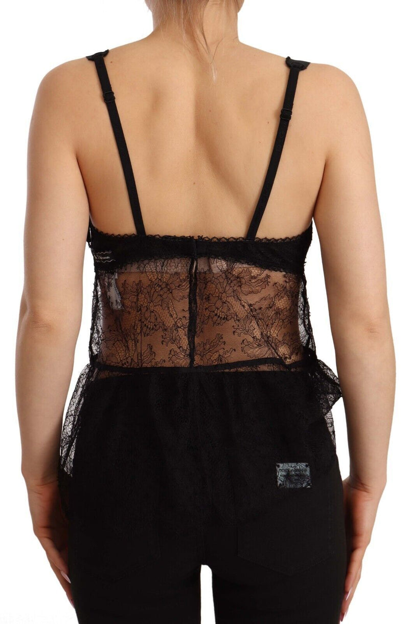 Dolce & Gabbana Black Silk Lace Babydoll Lingerie Top