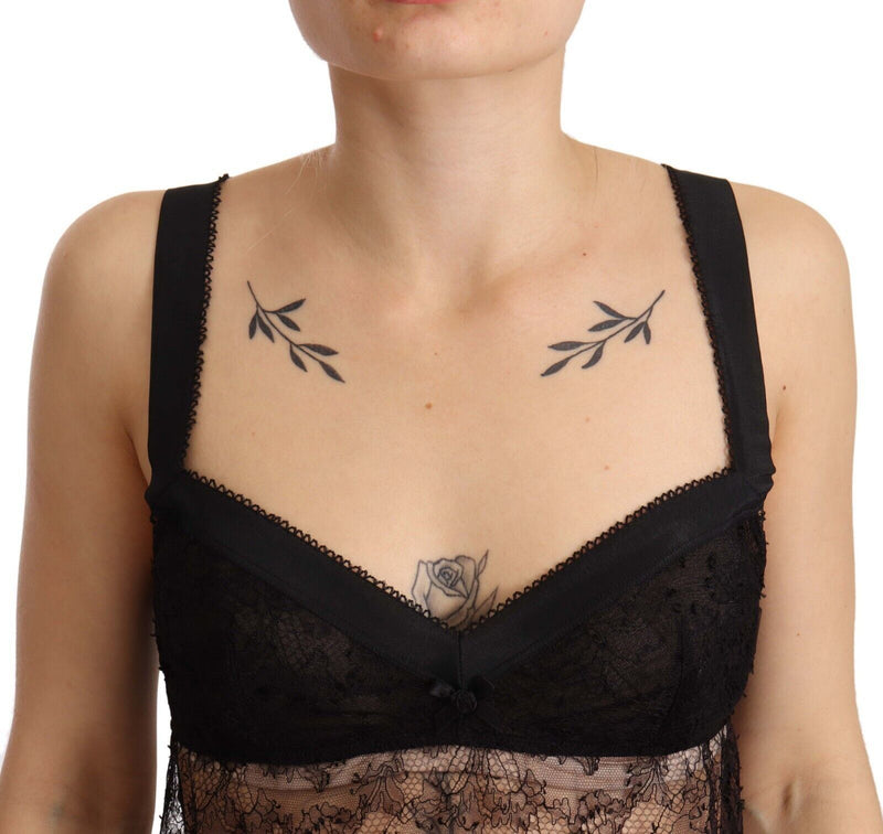 Dolce & Gabbana Black Silk Lace Babydoll Lingerie Top