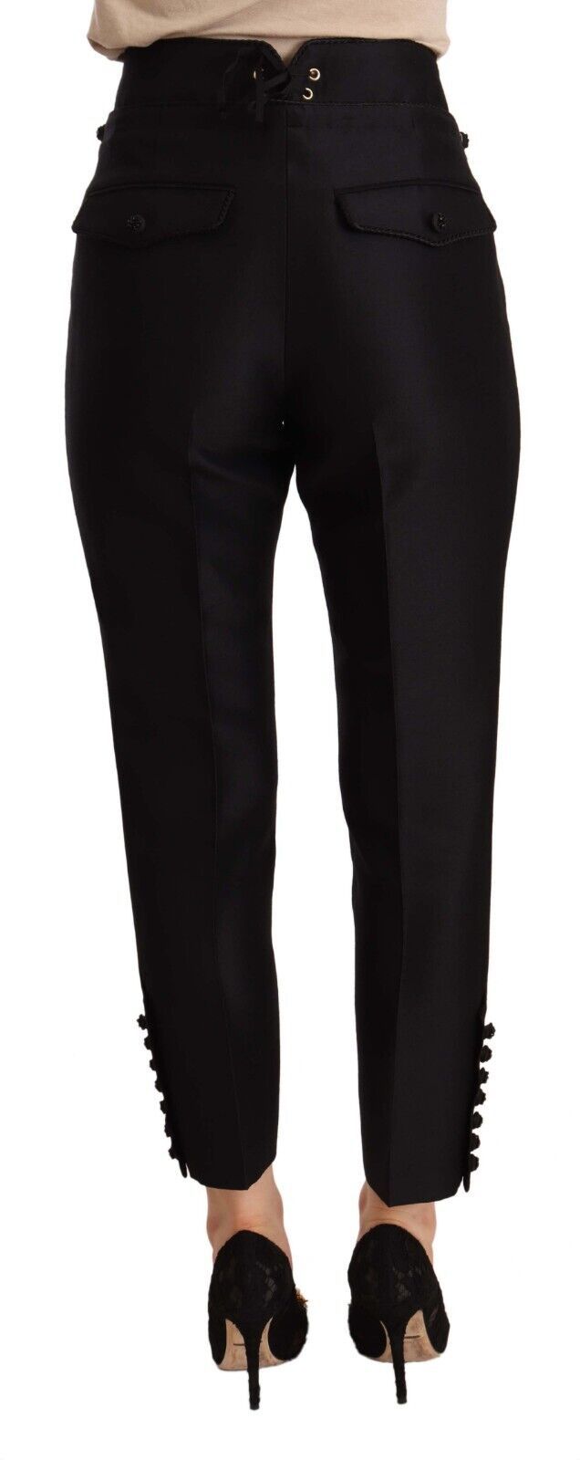 Pantalons Croppés Taille Haute Noir à Boutons Dsquared²