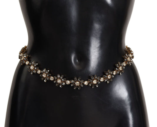 Ceinture texturée Dauphine en cristal et marguerite noire Dolce & Gabbana