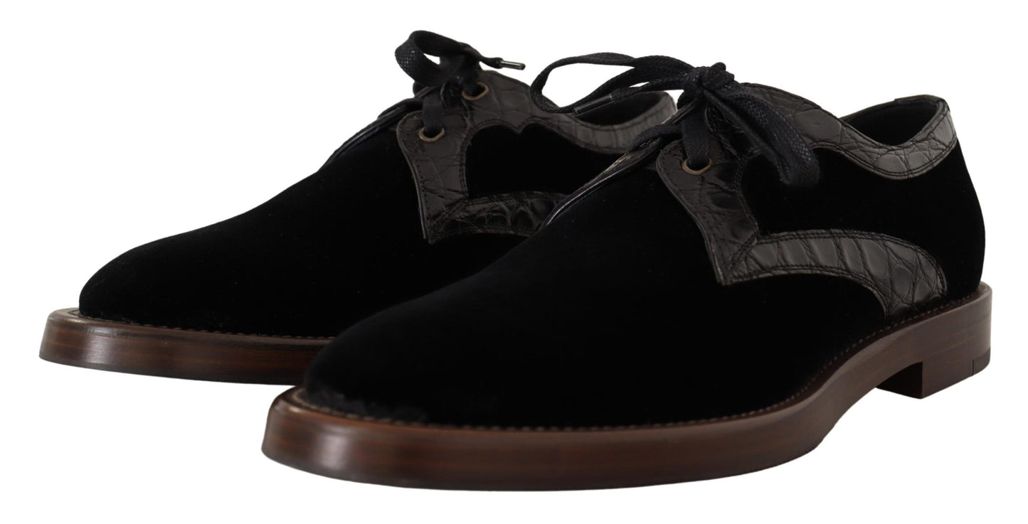 Dolce & Gabbana Chaussures en velours noir et cuir exotique