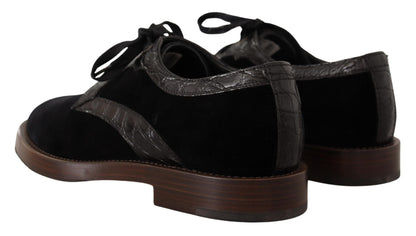 Dolce & Gabbana Chaussures en velours noir et cuir exotique