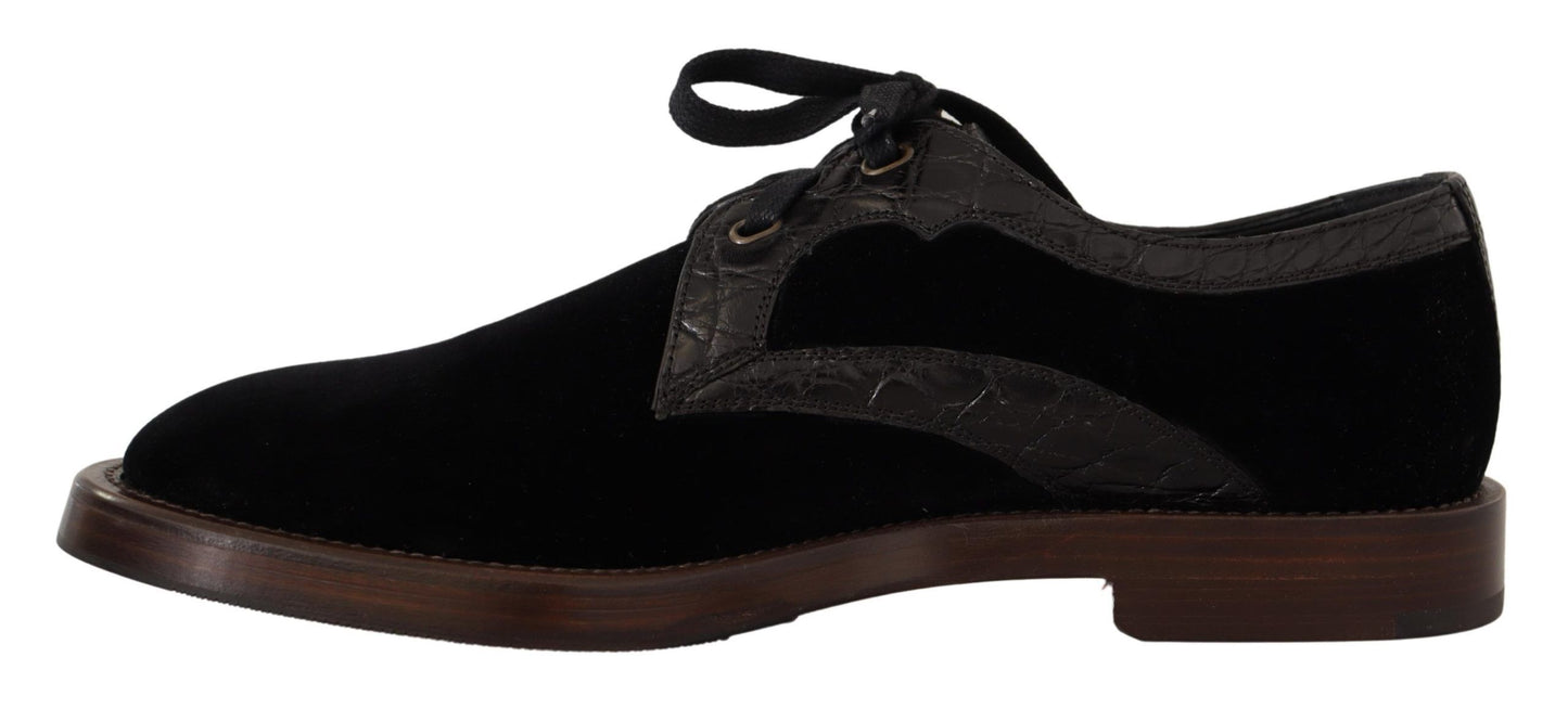 Dolce & Gabbana Chaussures en velours noir et cuir exotique