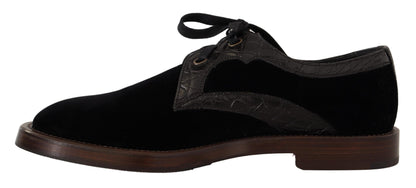 Dolce & Gabbana Chaussures en velours noir et cuir exotique