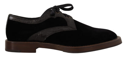 Dolce & Gabbana Chaussures en velours noir et cuir exotique