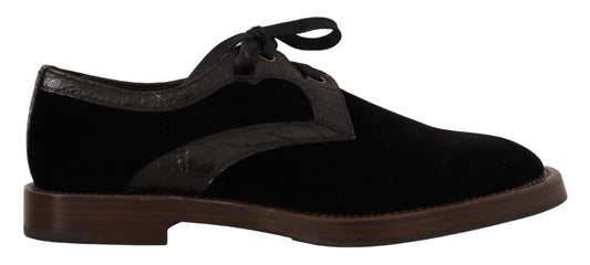 Dolce & Gabbana Chaussures en velours noir et cuir exotique