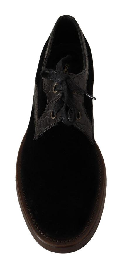 Dolce & Gabbana Chaussures en velours noir et cuir exotique