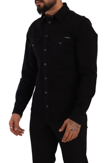 Chemise en jean stretch en coton noir et ajustée de Dolce & Gabbana
