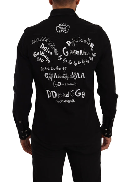 Chemise en jean stretch en coton noir et ajustée de Dolce & Gabbana