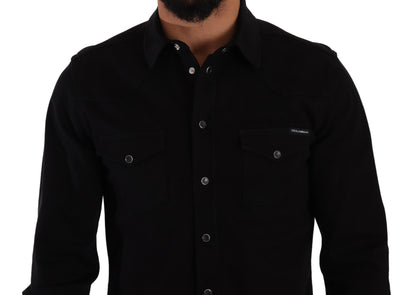 Chemise en jean stretch en coton noir et ajustée de Dolce & Gabbana
