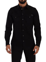 Chemise en jean stretch en coton noir et ajustée de Dolce &amp; Gabbana