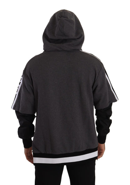 Pull à capuche en coton gris et noir Dolce & Gabbana #DGMILLENNIALS